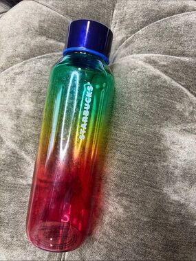 Starbucks Rainbow Ombre Gradient Glass Water Bottle 20oz